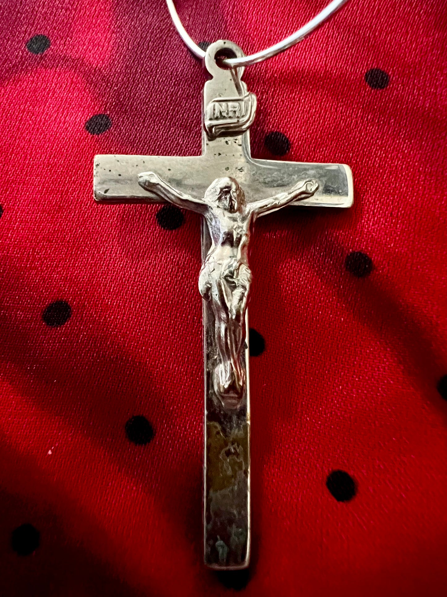 Silver Crucifix Single Loop Earring