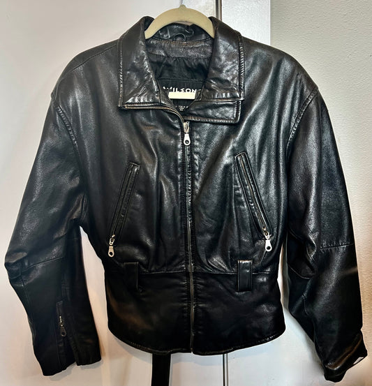 Hand Painted Genuine Leather 80's Wilsons Jacket