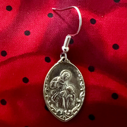 Antique Saint Anne Silver Single Dangly Earring